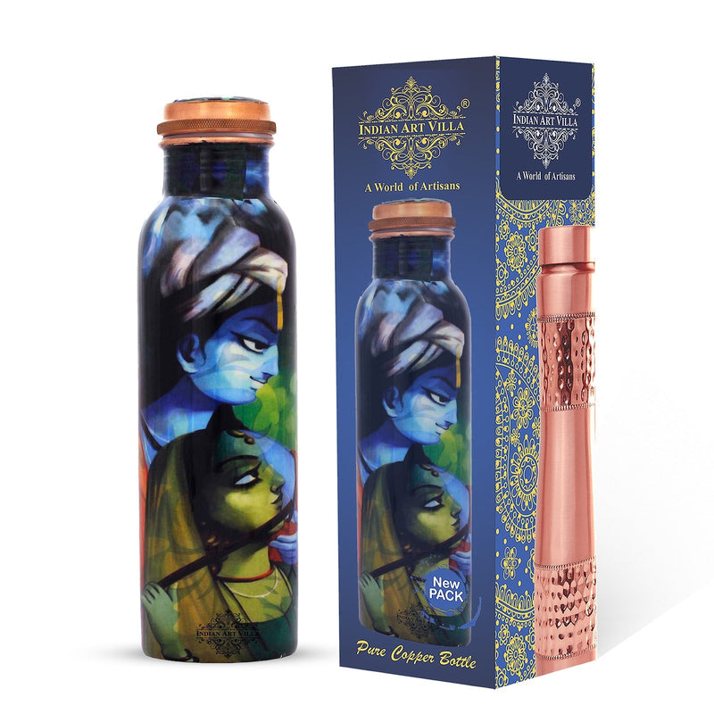 Pure Copper Water Bottle with Printed Design