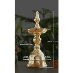 Handmade Pure Brass Standing Pillar Diya, Exquisite Kamal Urip Design