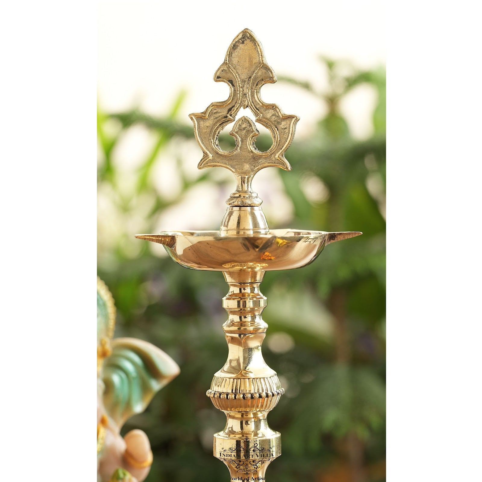 Brass Standing Pillar Diya, Kerala Murga Plain Design, Oil Lamp, Cultural Symbolism