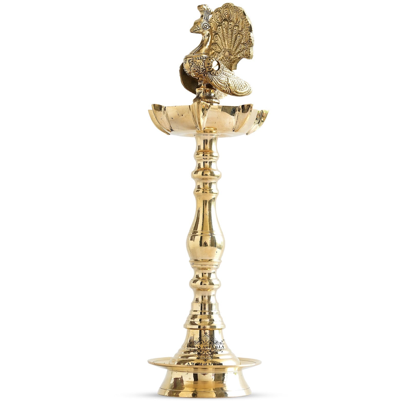 Brass Stand Pillar Diya, Peacock Design, Pooja, Home Decor & Diwali Gift Item
