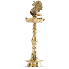 Brass Stand Pillar Diya, Peacock Design, Pooja, Home Decor & Diwali Gift Item