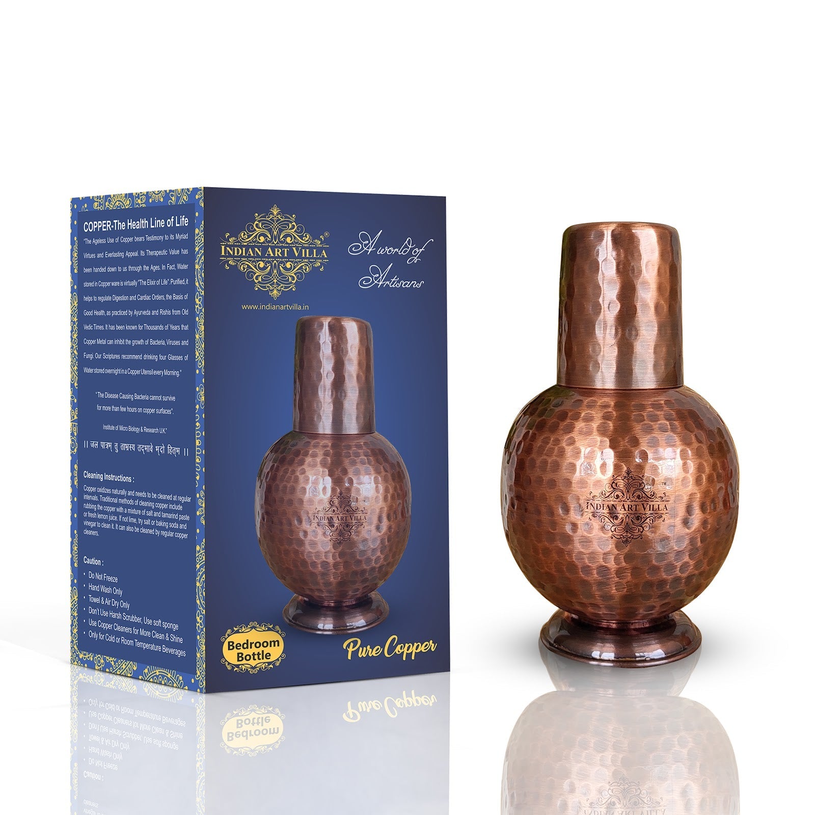 Pure Copper Surai Design Bedroom water Bottle 700 ML