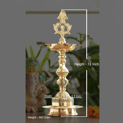 Brass Standing Pillar Diya, Kerala Murga Plain Design, Oil Lamp, Cultural Symbolism