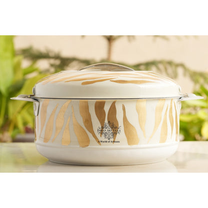 Stainless Steel Tiger Print Design Casserole with Handle Set of - 3 (Small + Medium + Large)