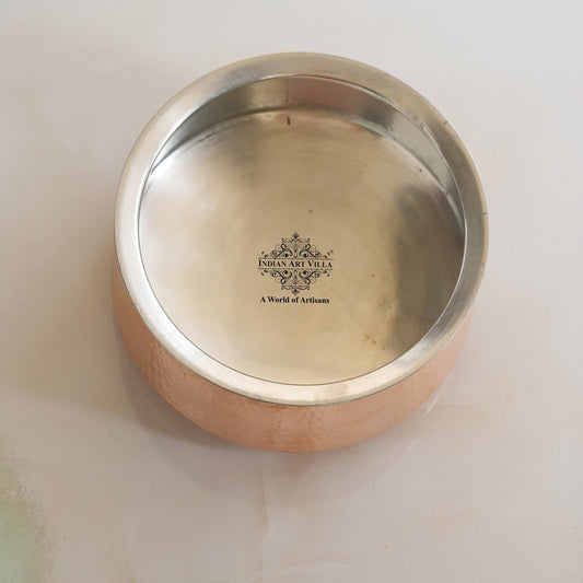 Handcrafted Copper Bhagona, Inside Tin Lining Design, Style For Your Kitchen Mastery
