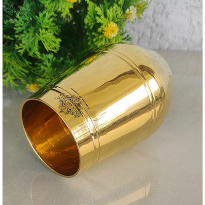 Pure Brass Glass with Shine Finish Lining Design