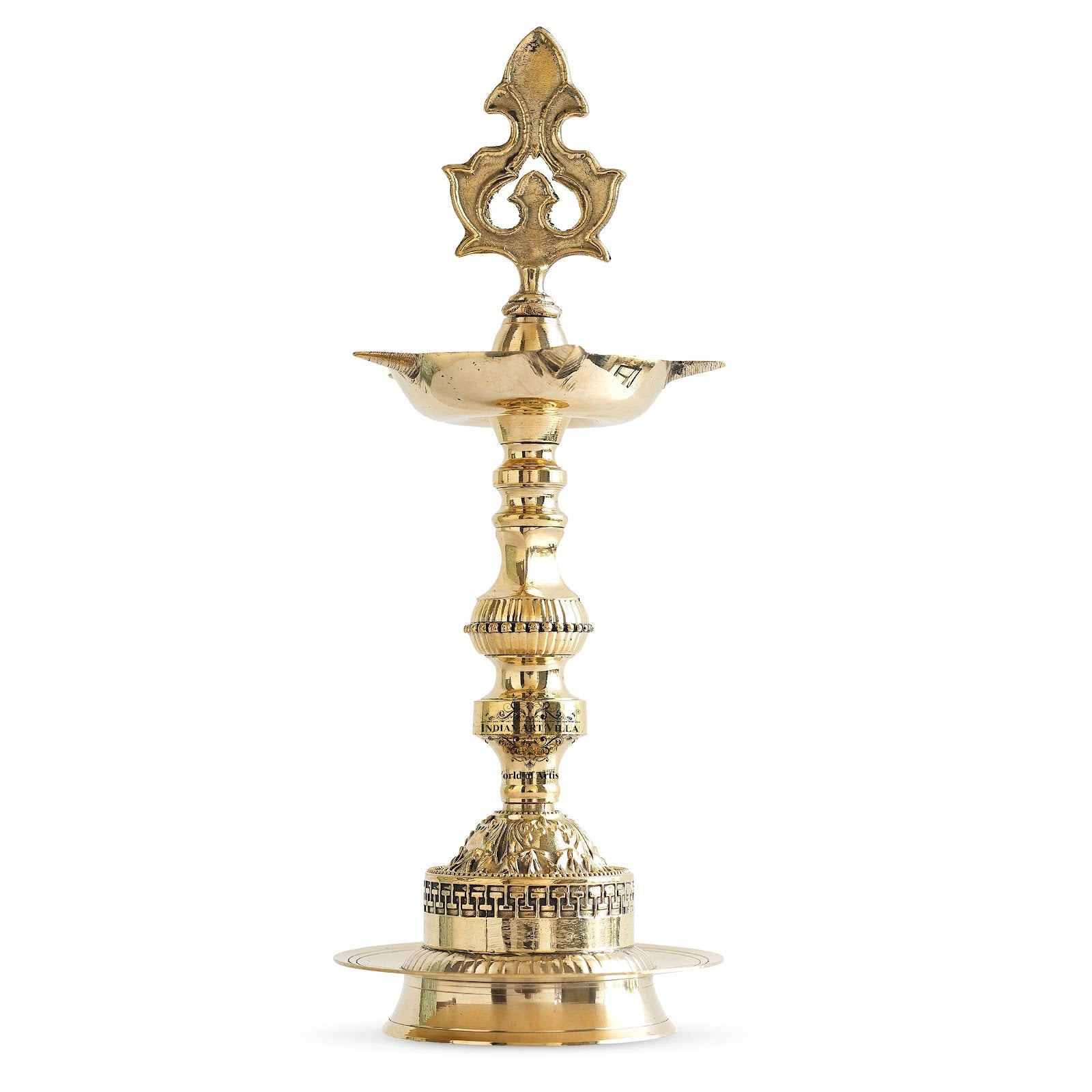 Brass Standing Pillar Diya, Kerala Murga Plain Design, Oil Lamp, Cultural Symbolism