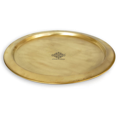 Handcrafted Pure Brass Thali | Plate with Matt Finish Design, Tableware, Serveware