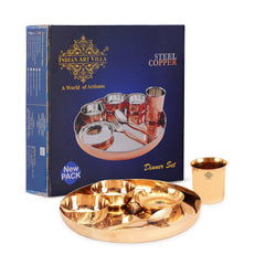 Handcrafted Pure Bronze 6 Pieces Dinner Set with Plain Design, Dinnerware, Tableware