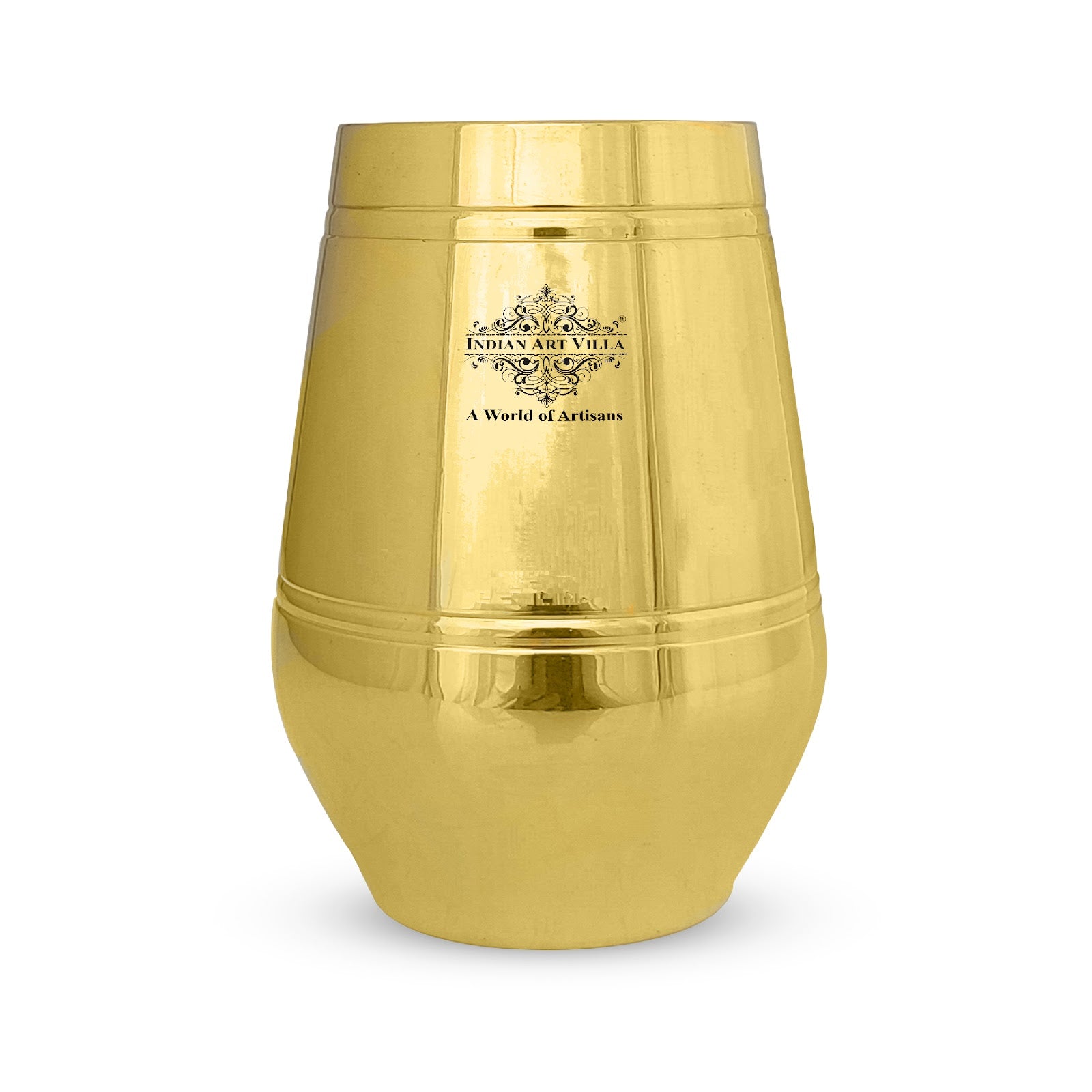 Pure Brass Glass with Shine Finish Lining Design