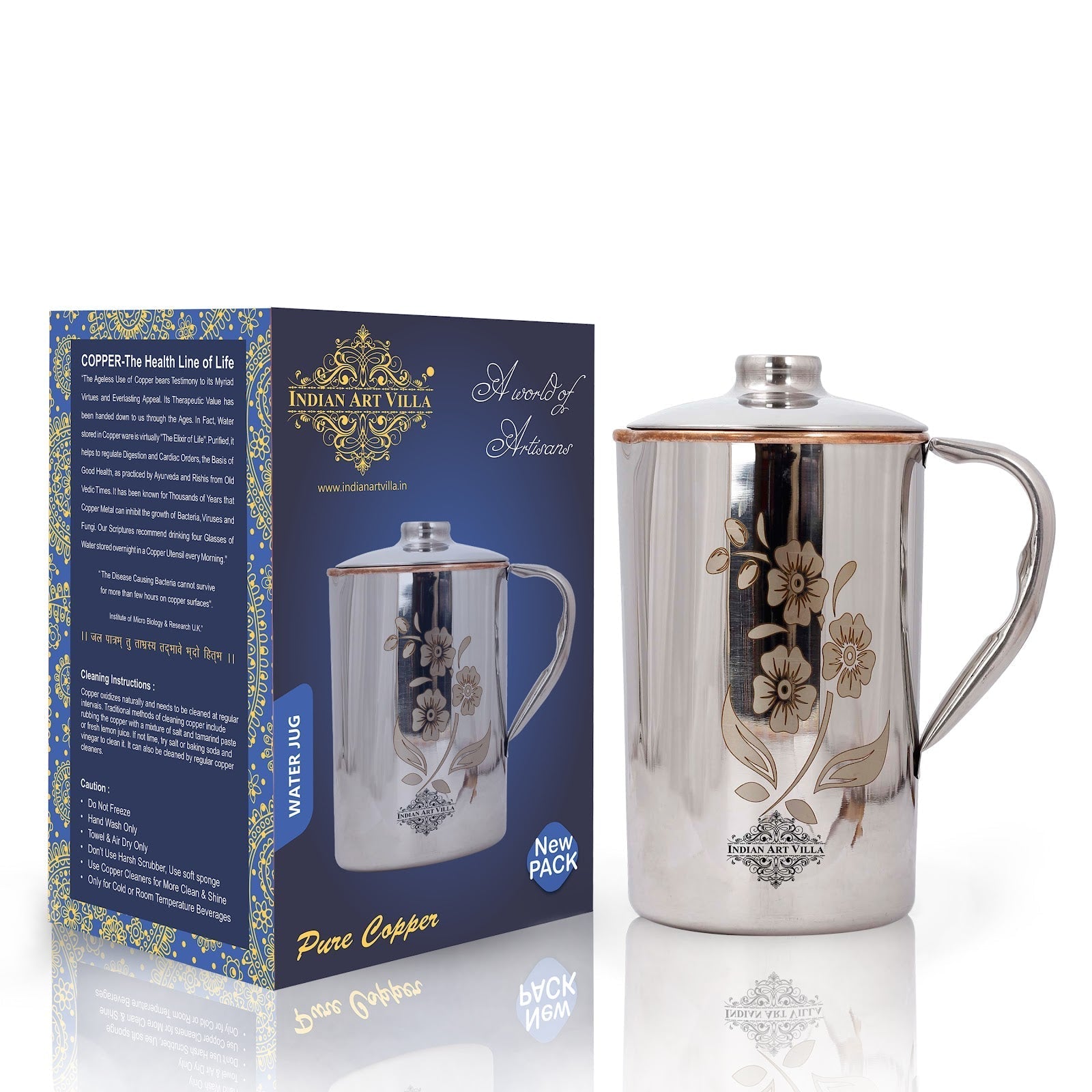 Pure Steel Copper Jug Luxury Design with Lid