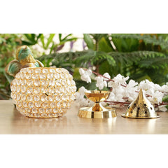 Pure Brass Diya, Crystal Matka Design, Oil Lamp For pooja Diwali