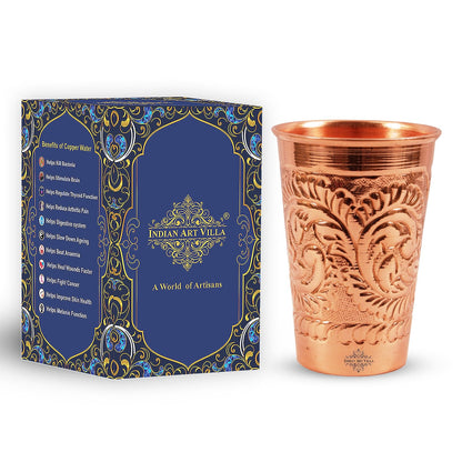 Pure Copper tumbler Glass Cup, Designer Small, 350 ML