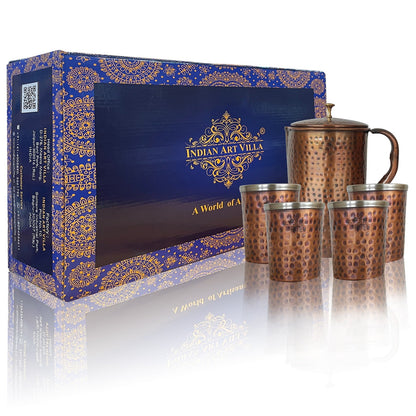 Steel Copper Antique Dark Tone 1 Jug & Glass Set With Gift Box