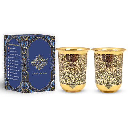 Pure Brass Embossed Design Curved Glass -280 ML
