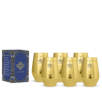 Pure Brass Glass with Shine Finish Lining Design