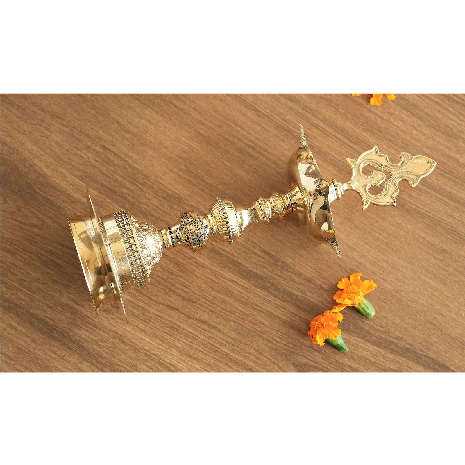 Brass Standing Pillar Diya, Kerala Murga Plain Design, Oil Lamp, Cultural Symbolism