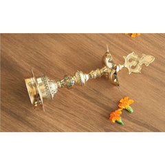 Brass Standing Pillar Diya, Kerala Murga Plain Design, Oil Lamp, Cultural Symbolism