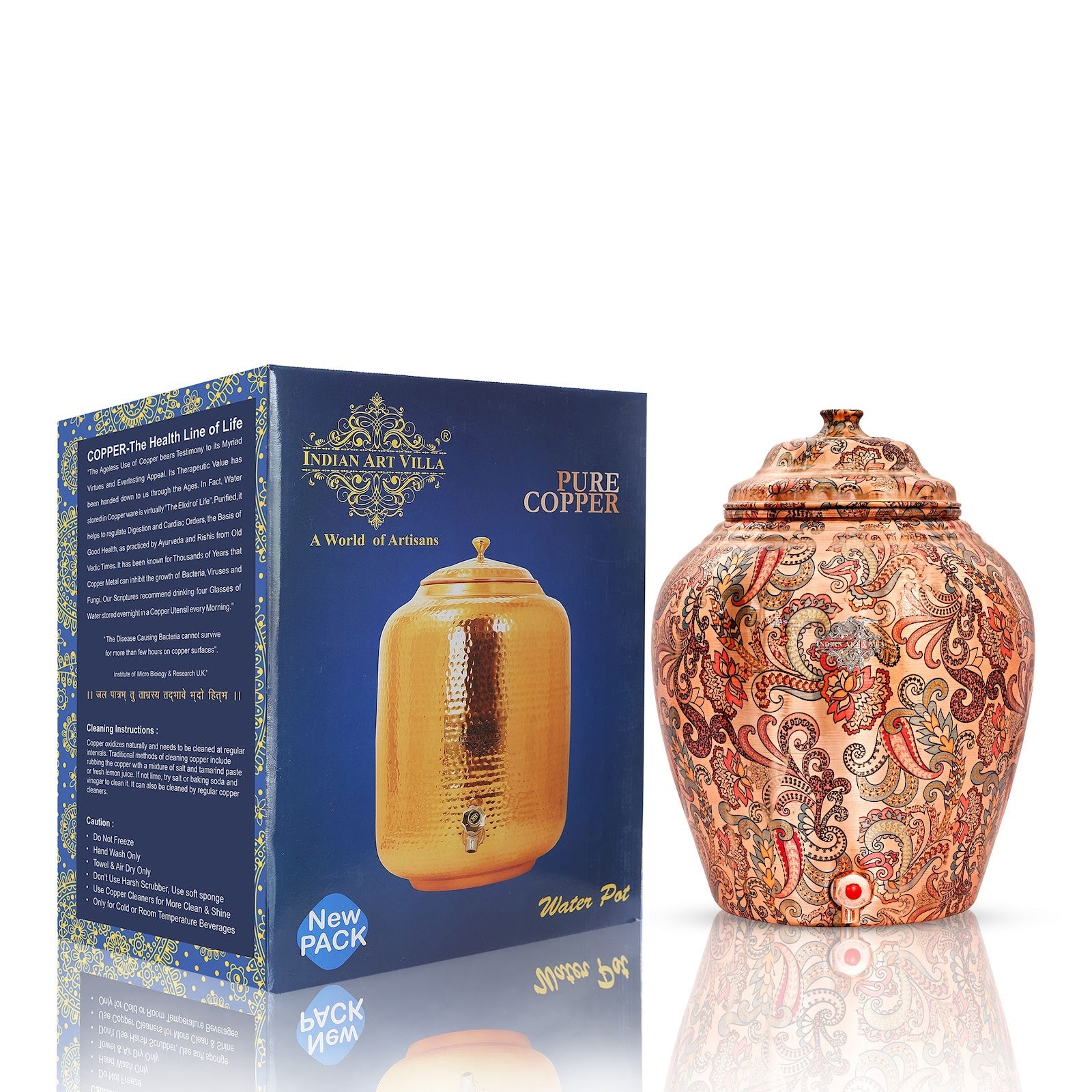 Handmade Pure Copper Designer Light Peach Water Pot 13 Ltr.