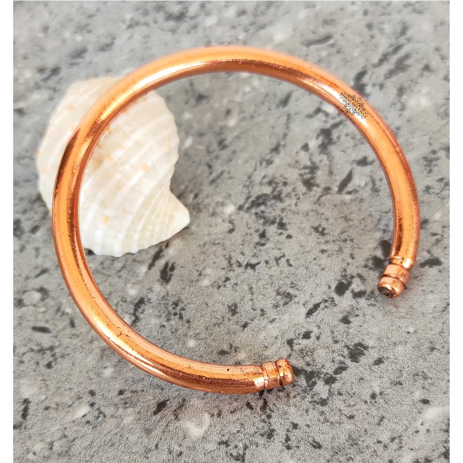 Copper Round Kada, Shine Finish Plain Design