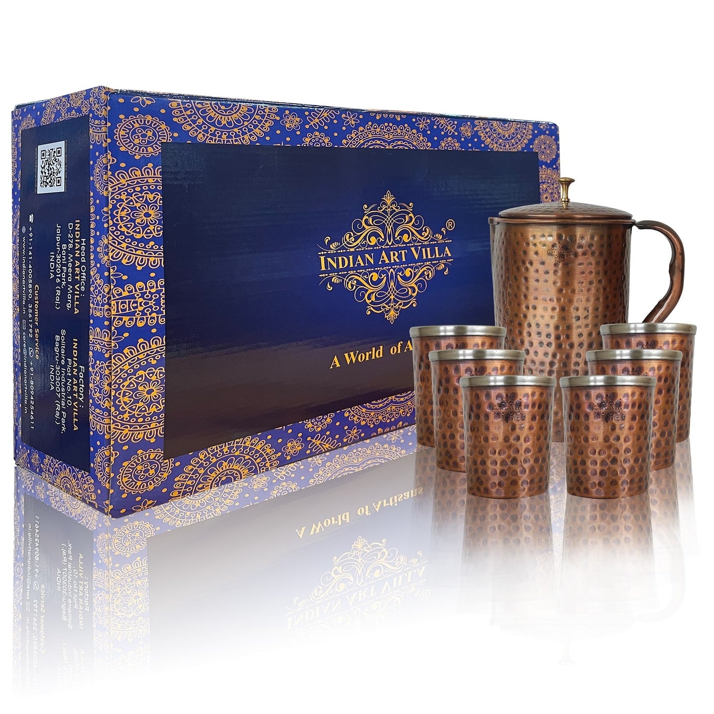 Steel Copper Antique Dark Tone 1 Jug & Glass Set With Gift Box