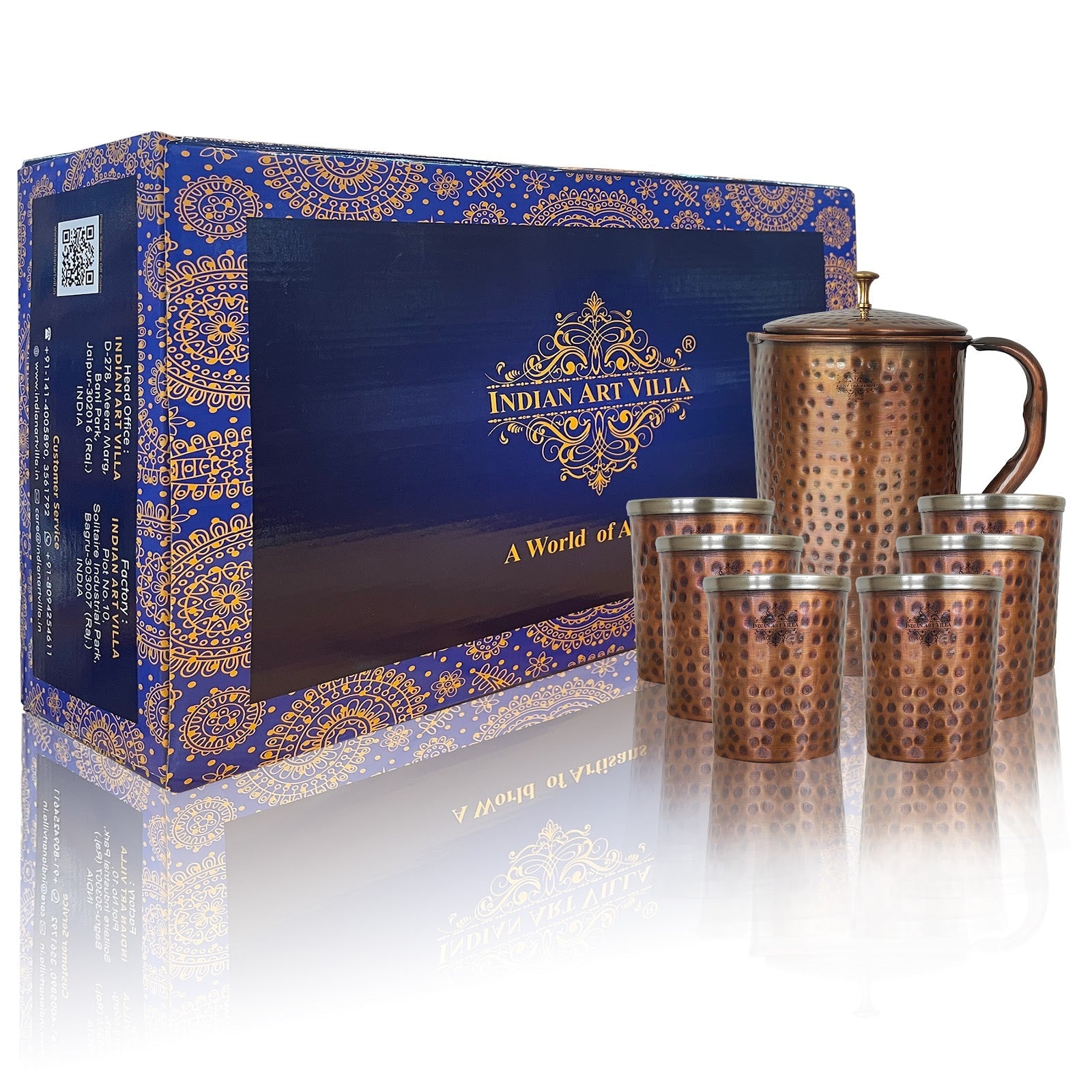 Steel Copper Antique Dark Tone 1 Jug & Glass Set With Gift Box