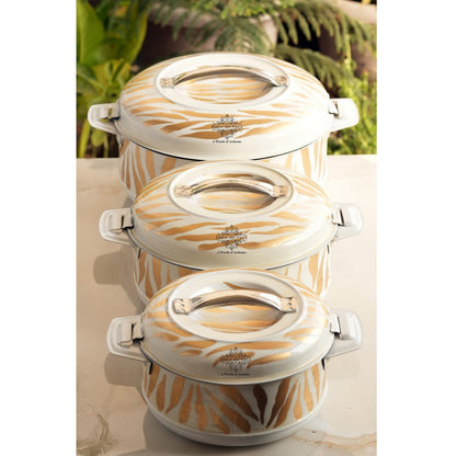 Stainless Steel Tiger Print Design Casserole with Handle Set of - 3 (Small + Medium + Large)