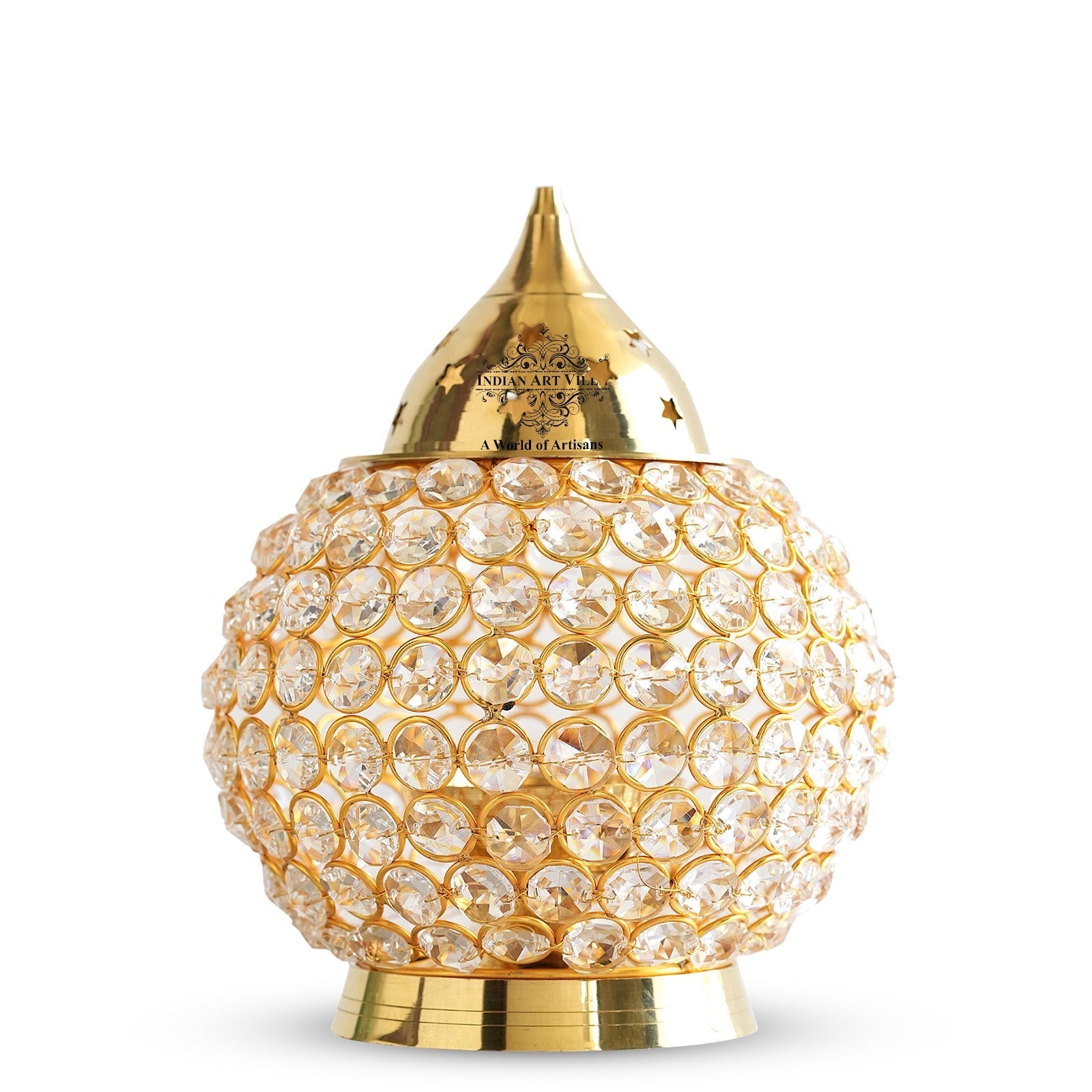 Pure Brass Diya, Crystal Matka Design, Oil Lamp For pooja Diwali