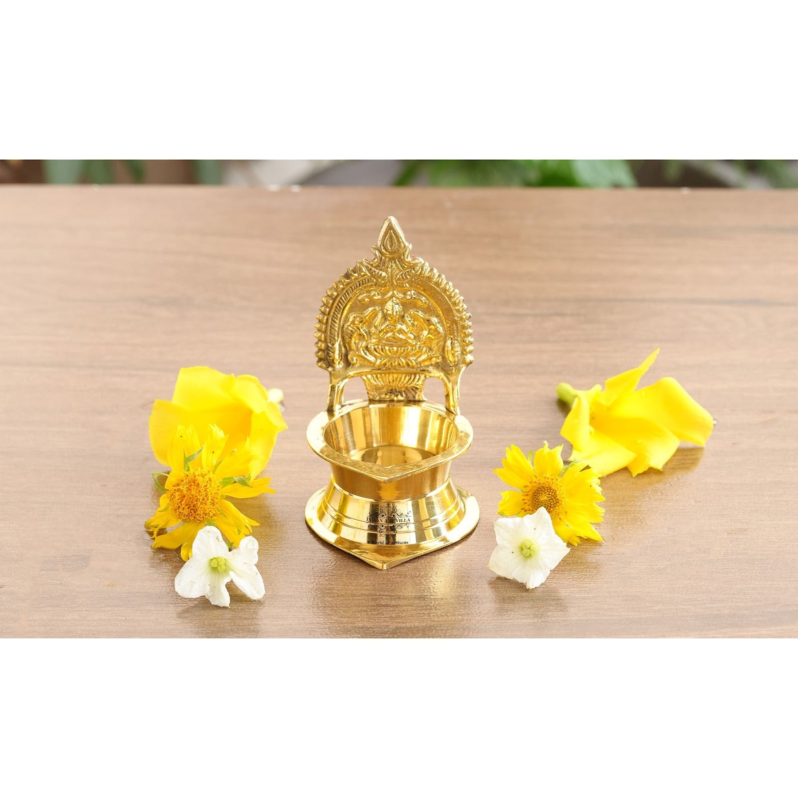 Brass Laxmi Idol Diya Oil Lamp, Handmade Deepak for Puja, Diwali Festival, and Home Decoration Set of 2