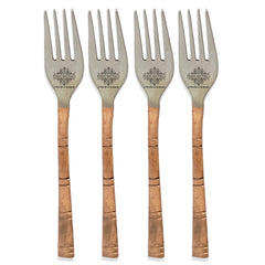 Steel Copper Dessert Fork with Matte Lining Design, Fork for Dessert, Salad, Fruit, Appetizer and More -
