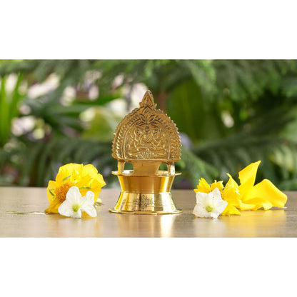 Brass Laxmi Idol Diya Oil Lamp, Handmade Deepak for Puja, Diwali Festival, and Home Decoration Set of 2
