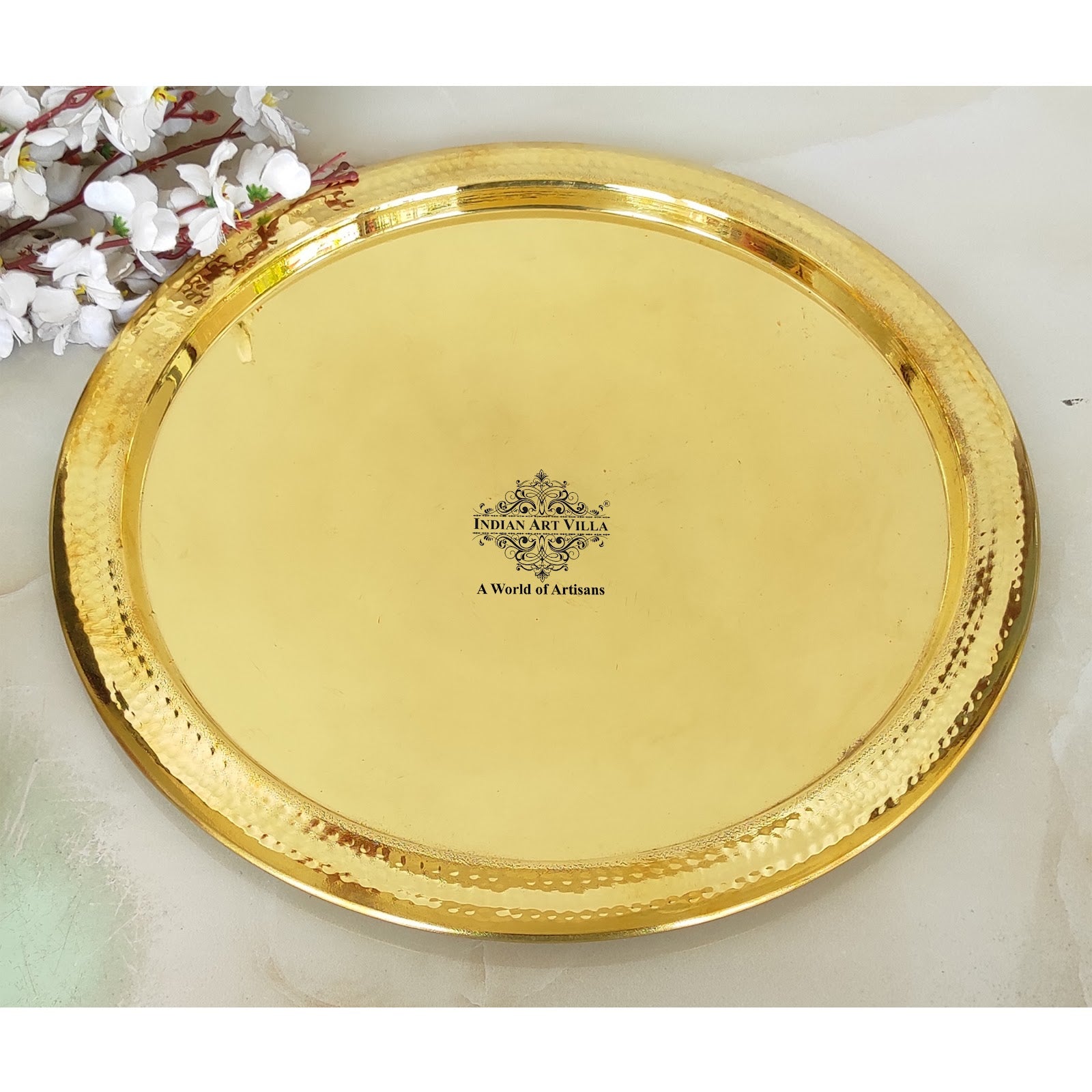 Handcrafted Pure Brass Serving Plate | Thali, Tableware, Serveware for Home, Hotel, Restaurant