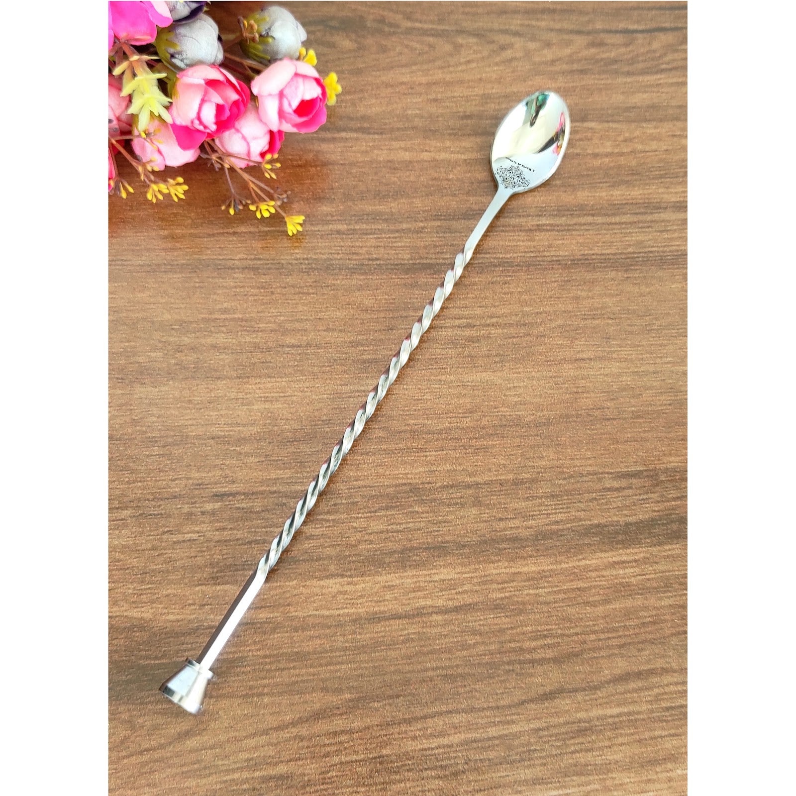 Premium Stainless Steel Bar Spoon, Teardrop Design and Shine Finish, Ideal for Mixing Drinks and Cocktails, 28.45 cm