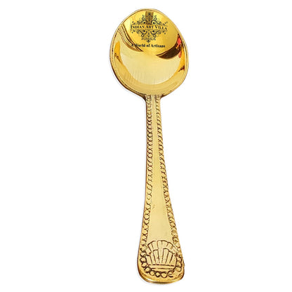 Premium Brass Dinner Spoon, Golden Beeding Design -