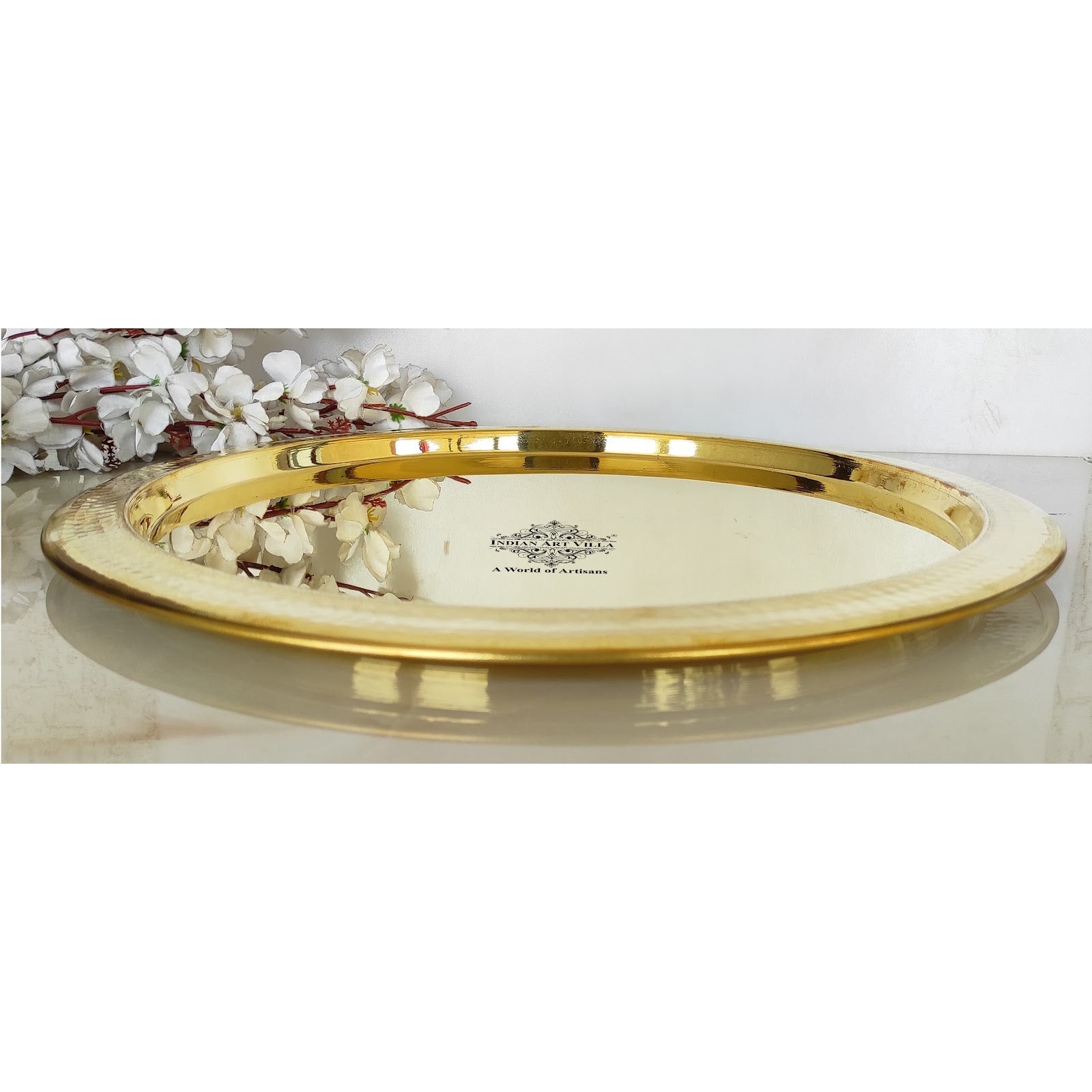 Handcrafted Pure Brass Serving Plate | Thali, Tableware, Serveware for Home, Hotel, Restaurant