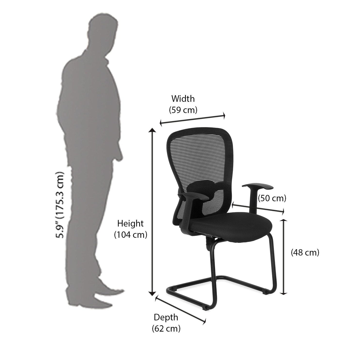 Nilkamal Alba Mid Back Visitor Chair (Black)