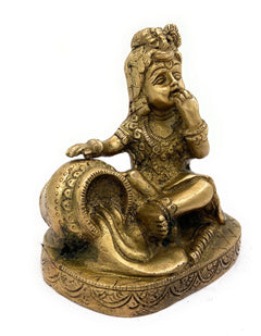 Brass Bal Gopal Idol – Makhan Chor Krishna Murti | Gopal Statue for Pooja, Home Decor, Gifts & Temple,Gold, 5 Inch, 1 Piece