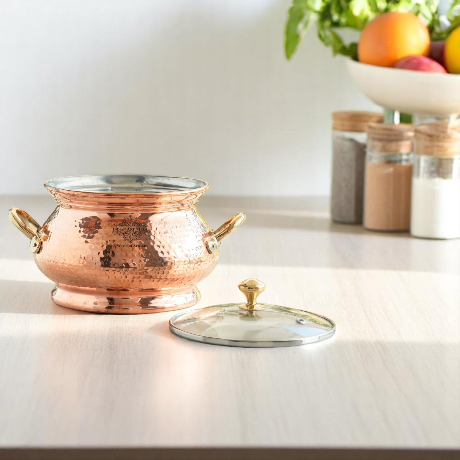 Pure Steel Copper Hammered  Biriyani Handi With Inside Tin Lining