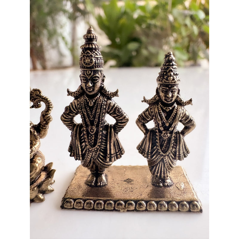 Pure Brass Miniature Vitthal Rukmini Devotional Murti Pair