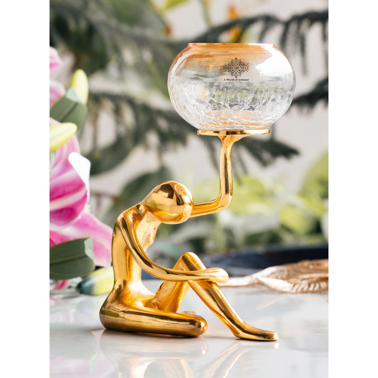 Gold Finish Decorative Candle Holder – Luxury Home Decor