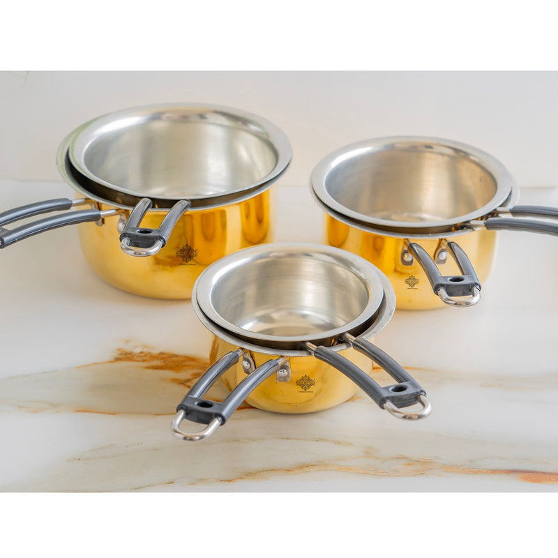 Brass Patila with Tin Lining and Handle for Healthy Cooking