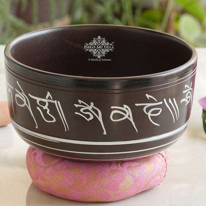 Handcrafted Tibetan Singing Brass Bowl with Sacred Engravings- Helpful For Meditation.