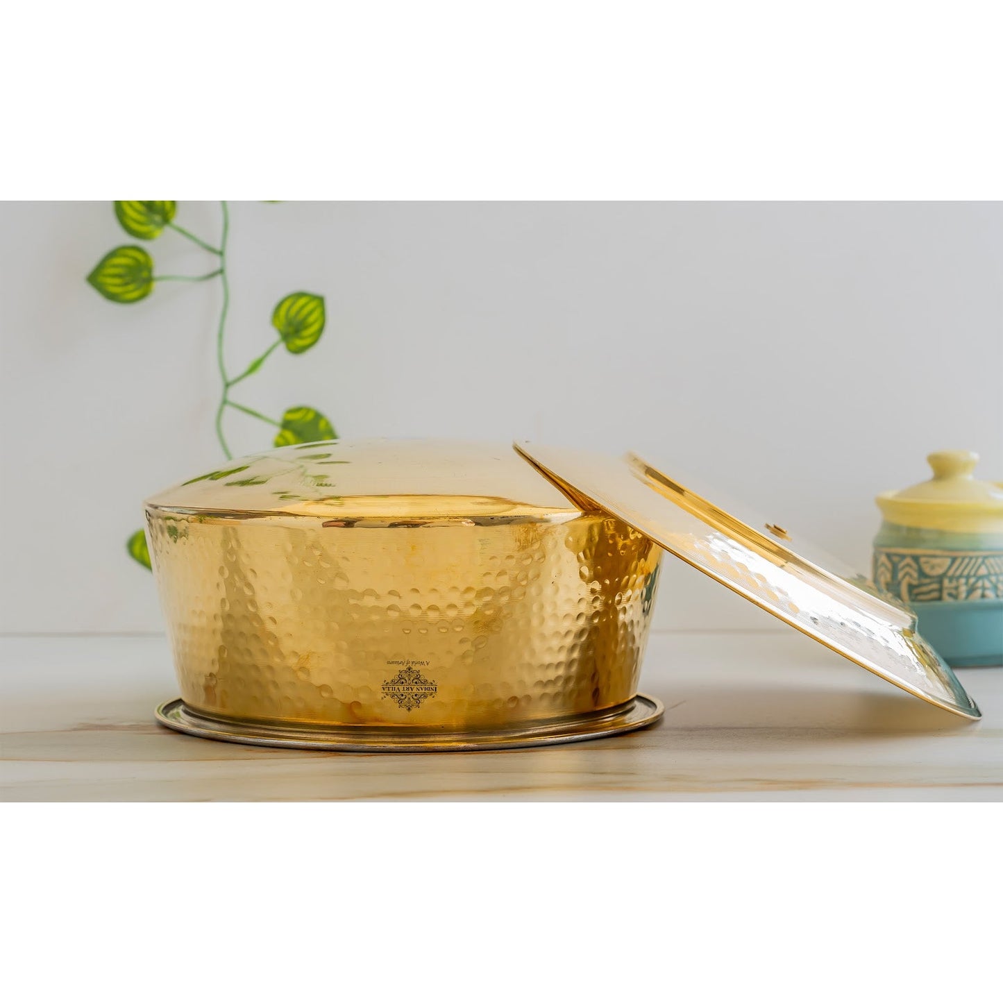 Brass Hammered Patila And Lid with Tin lining, Traditional cookware