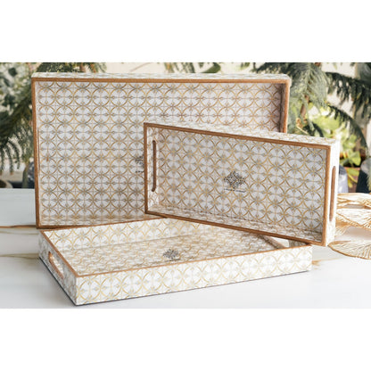 Wooden Tray Set of 3  Handcrafted Multipurpose Decorative Serving Platters