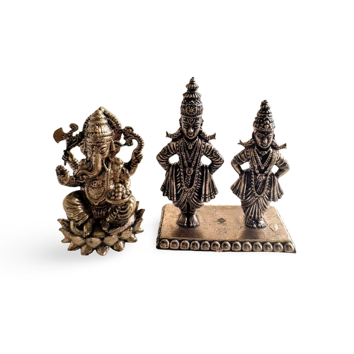 Pure Brass Miniature Vitthal Rukmini Devotional Murti Pair