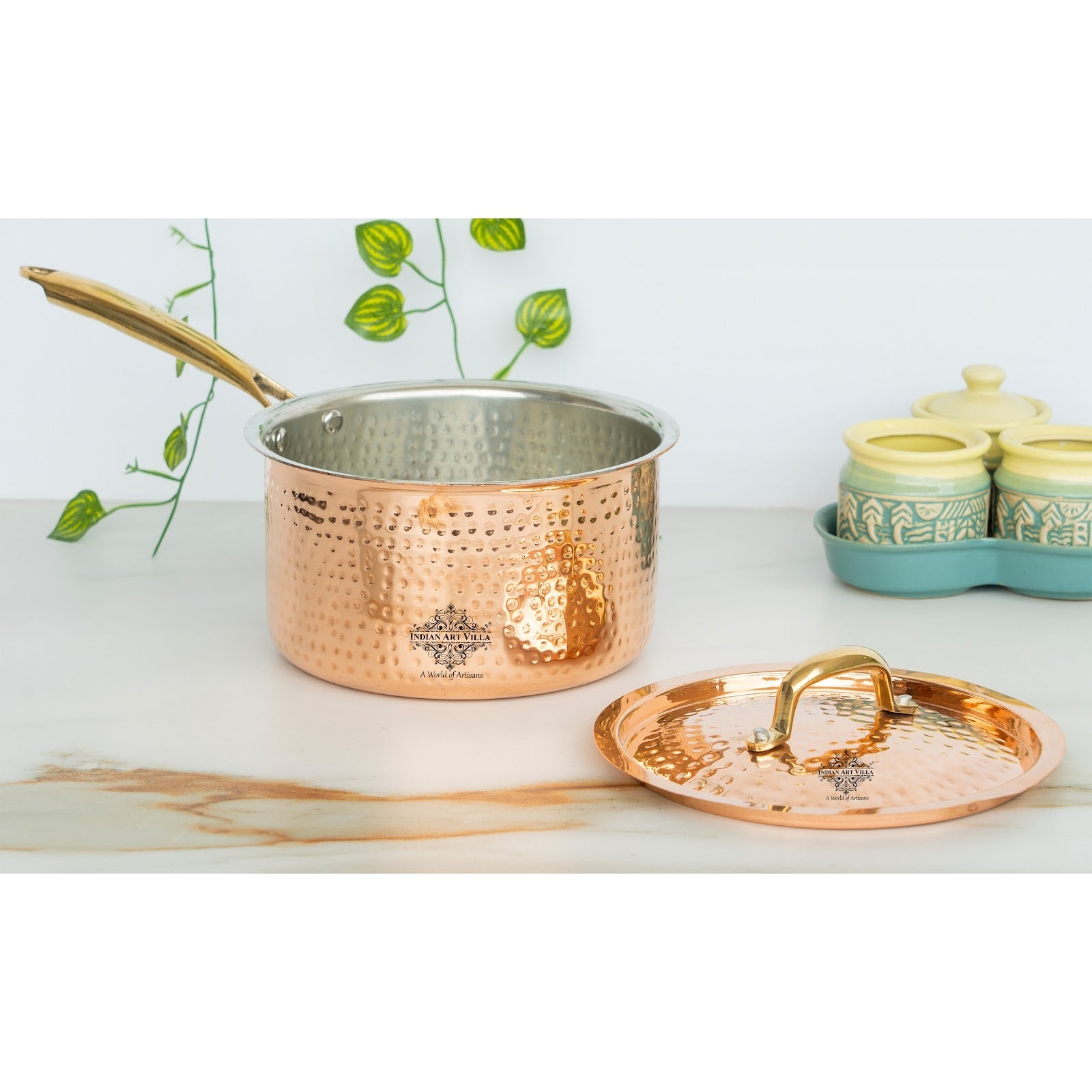 Pure Steel Copper Hammered  Sauce pan Inside Tin Lining