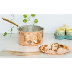 Pure Steel Copper Hammered  Sauce pan Inside Tin Lining