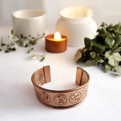 Pure Copper Om Design Broad Bangle Handcrafted Spiritual Bracelet