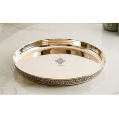 Pure Bronze Thali Set | 6 Pieces Dinner Set With Embossed Design