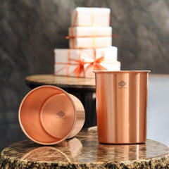 Pure Copper Lacquer Coated Plain & Hammered Design Glass 275 ML
